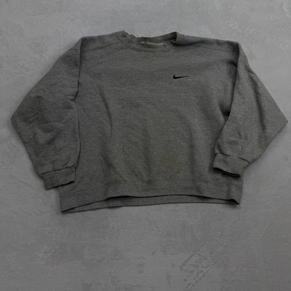 Nike Embroidered Swoosh Men's Pullover Sweatshirt Grey Size XL Vintage 90s